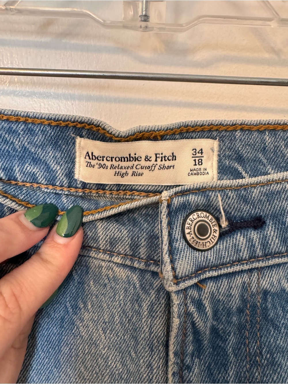 Abercrombie & Fitch Light Blue High-Rise Relaxed Cutoff Jean Shorts